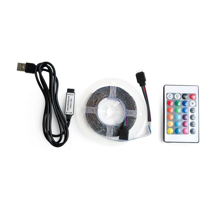 LED стрічка RGB 5V 3м з пультом управління 2835 60 діодів на метр