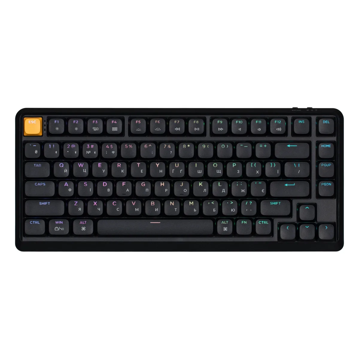 Клавіатура механічна Keychron J1 82Key, K pro Red, WL/BT/USB-A, QMK, Hot-swap, EN/UKR, RGB, чорний