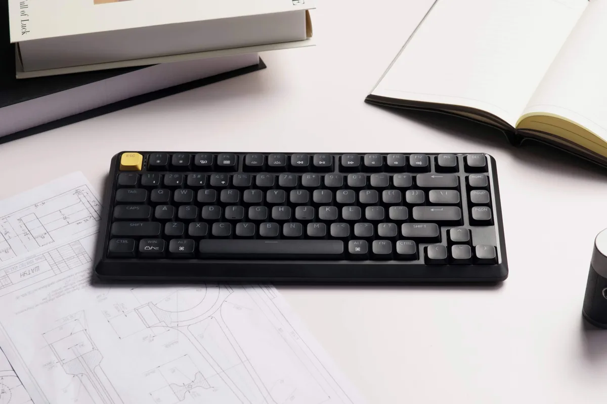 Клавіатура механічна Keychron J1 82Key, K pro Red, WL/BT/USB-A, QMK, Hot-swap, EN/UKR, RGB, чорний