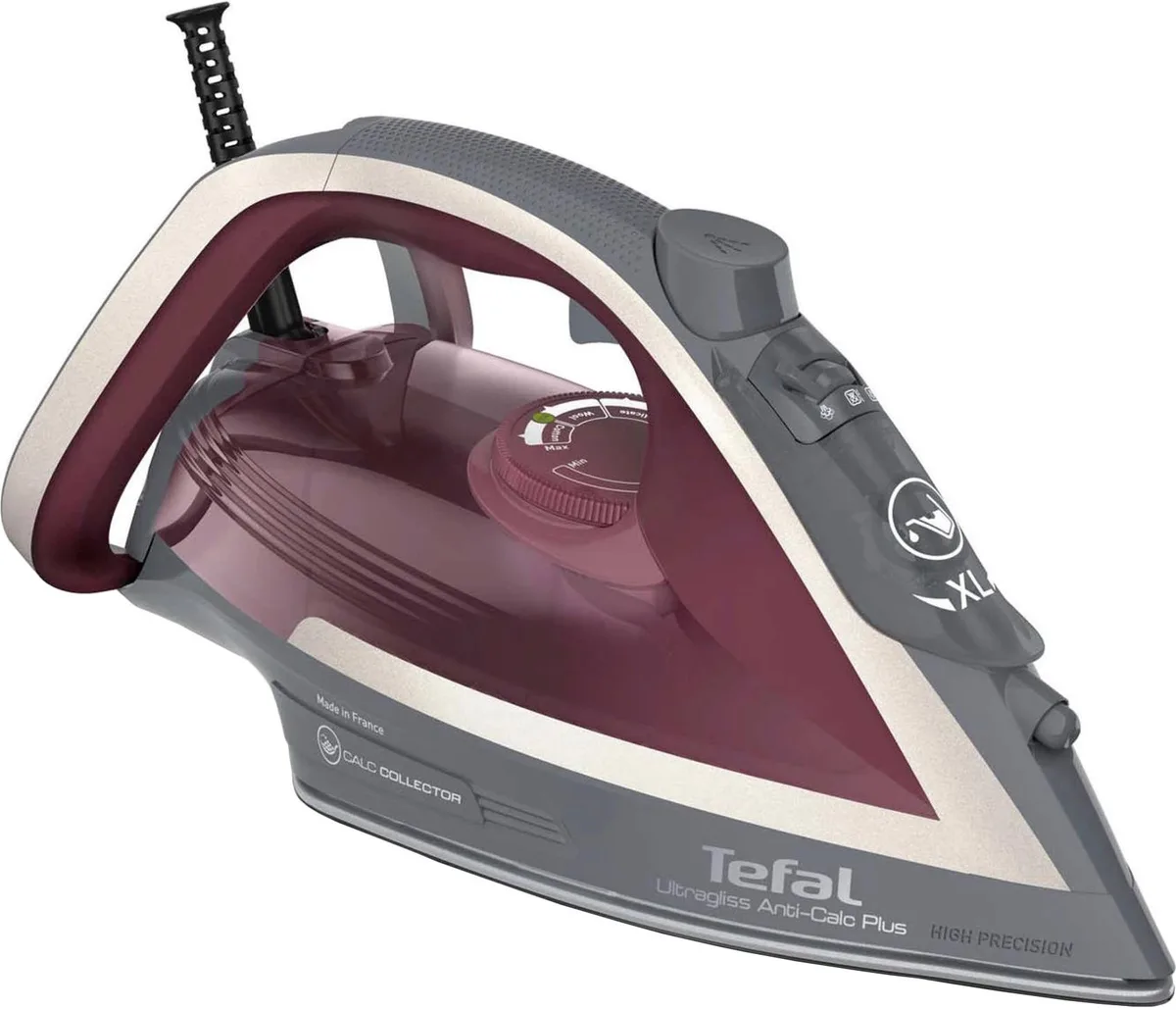 Праска Tefal Ultragliss Plus, 2800 Вт, 270 мл, паровий удар - 260 г, постійна пара - 50 г, керамічна підошва, бордова.