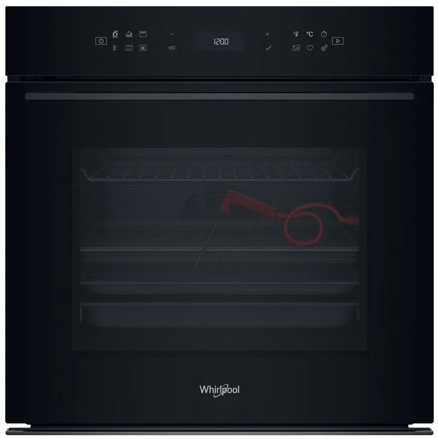 Електрична духова шафа Whirlpool, 73 л, клас енергоефективності A+, з дисплеєм, конвекційним приготуванням, піролізом та телескопі