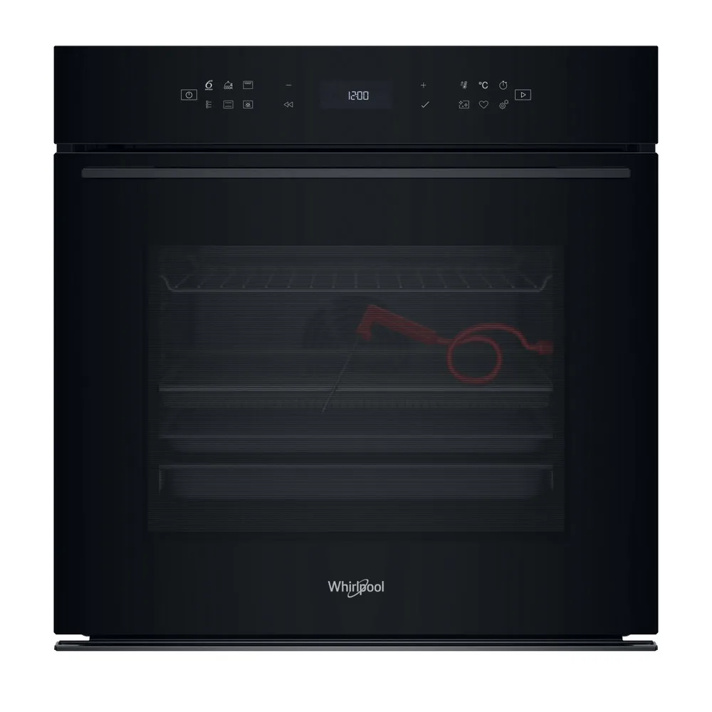 Электрический духовой шкаф Whirlpool, 73 л, класс энергоэффективности A+, с дисплеем, конвекционным приготовлением, пиролизом и телескопическими направляющими, черного цвета