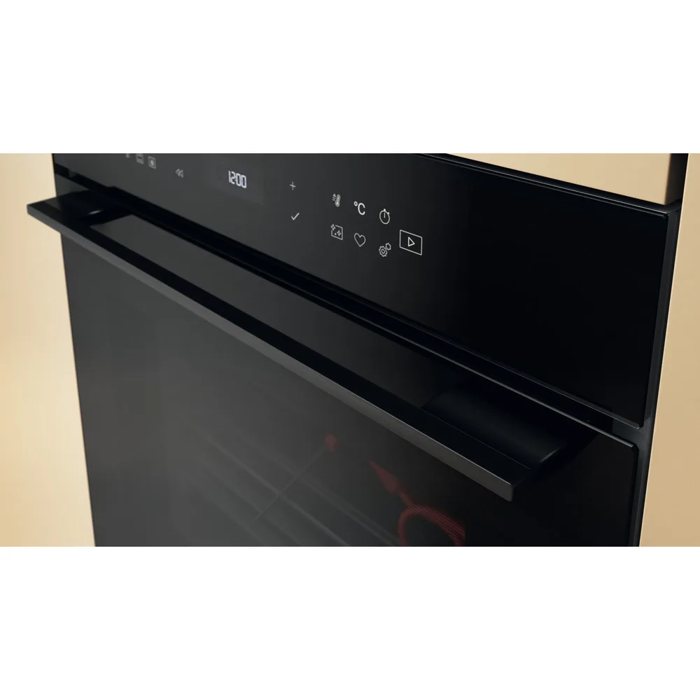 Электрический духовой шкаф Whirlpool, 73 л, класс энергоэффективности A+, с дисплеем, конвекционным приготовлением, пиролизом и телескопическими направляющими, черного цвета