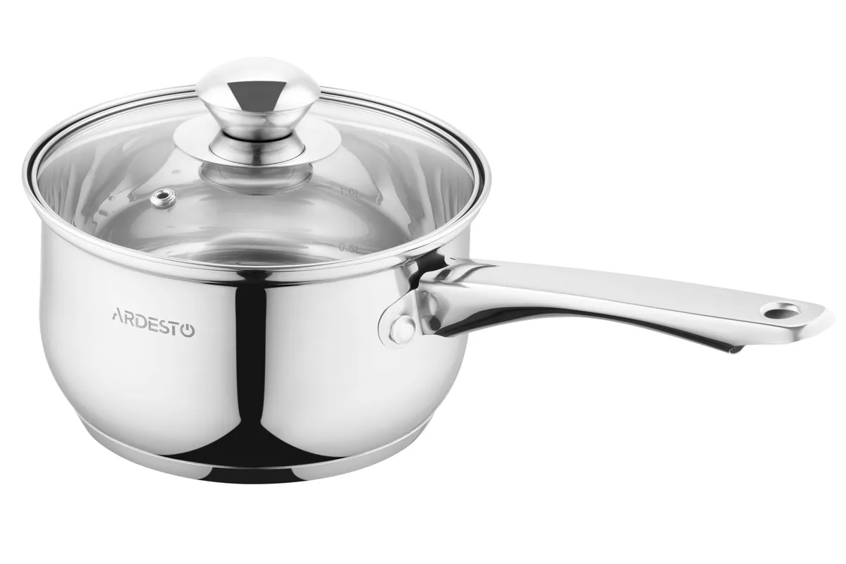 Кухонний каструля з прозорою кришкою ARDESTO Gemini Gourmet Spoleto, 1.6л, з нержавіючої сталі.