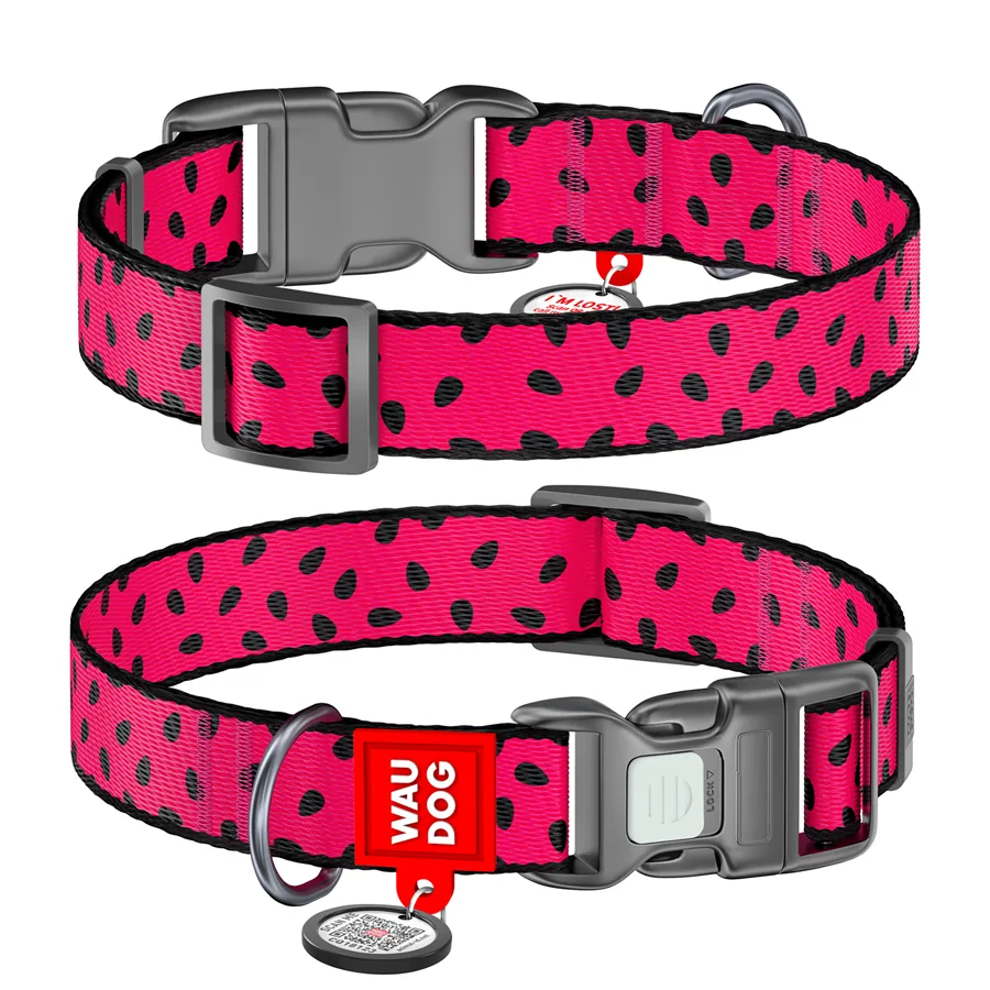 Нашийник WAUDOG Nylon Кавун 25 мм 33-49 см нейлоновий