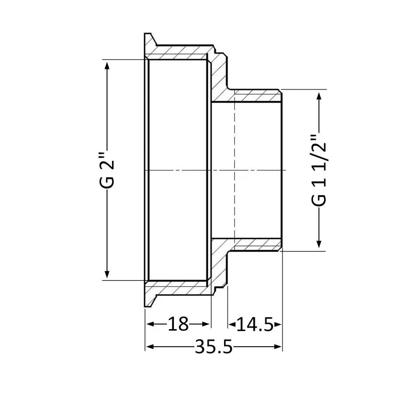 Перехідник редукційний 2"x1 1/2" латунний Thermo Alliance Standart