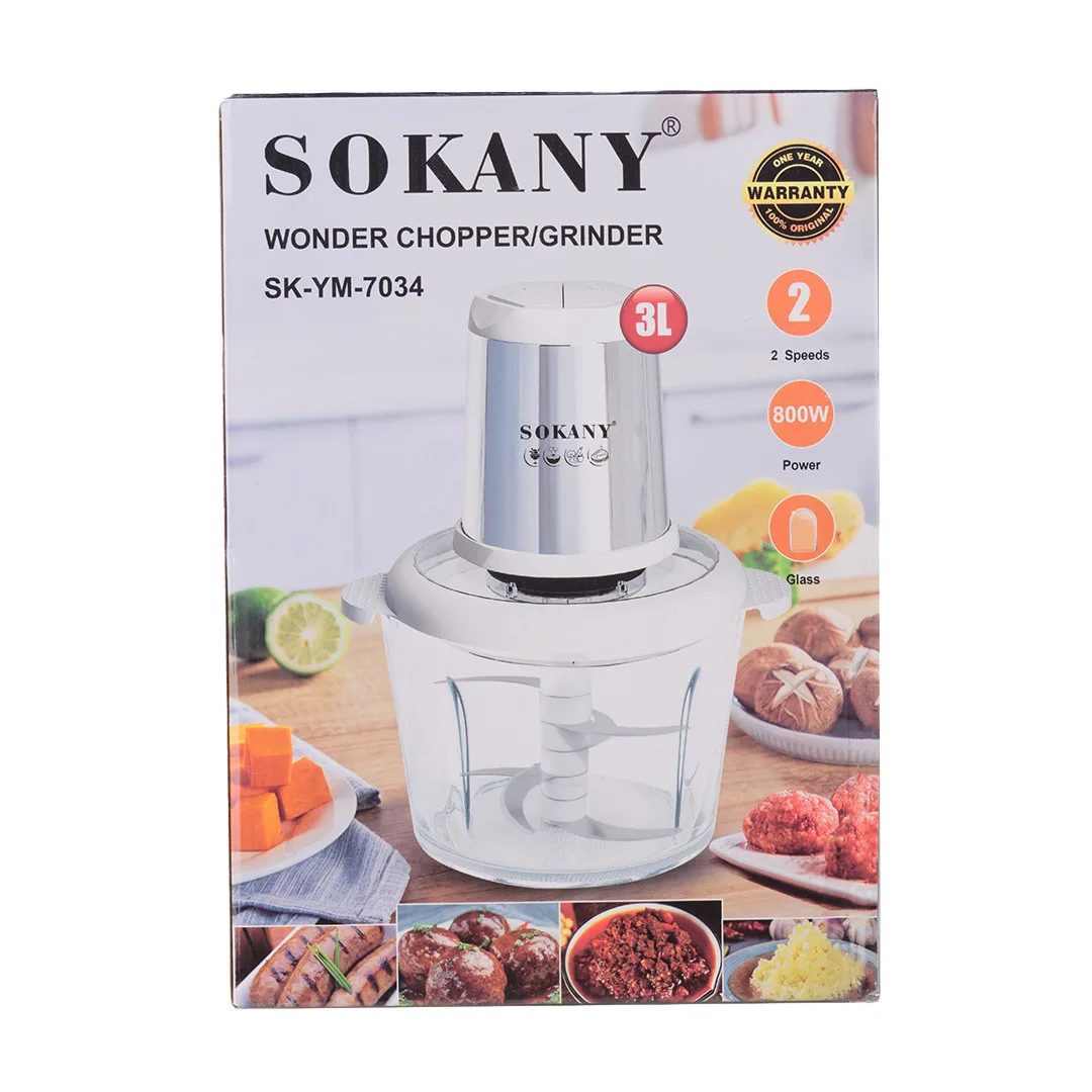 Чопер подрібнювач Sokany 800 Вт 2,5 л Скло Білий