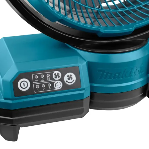 Аккумуляторный и сетевой вентилятор Makita DCF203Z 144-18В 220В с 3 режимами скорости, таймером, скоростью воздуха 190м/с, весом 19кг (без аккумулятора)