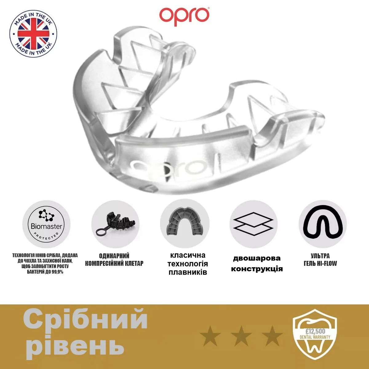 Капа OPRO термопластик доросла Clear 11+