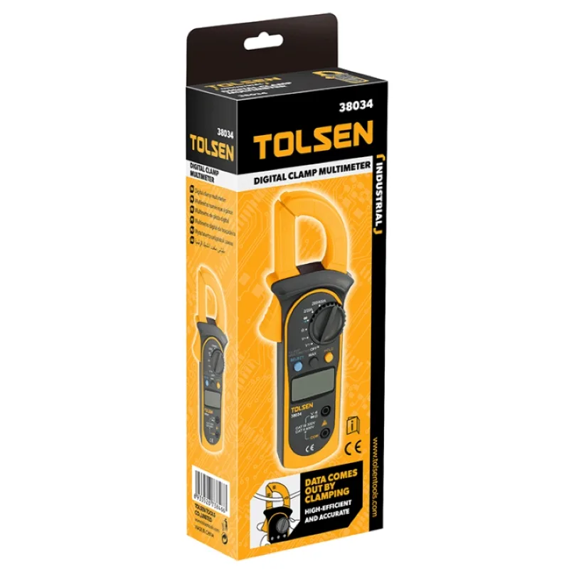 Електровимірювальні кліщі Tolsen, 0-600В, для проводів до 28мм, з LCD-дисплеєм.