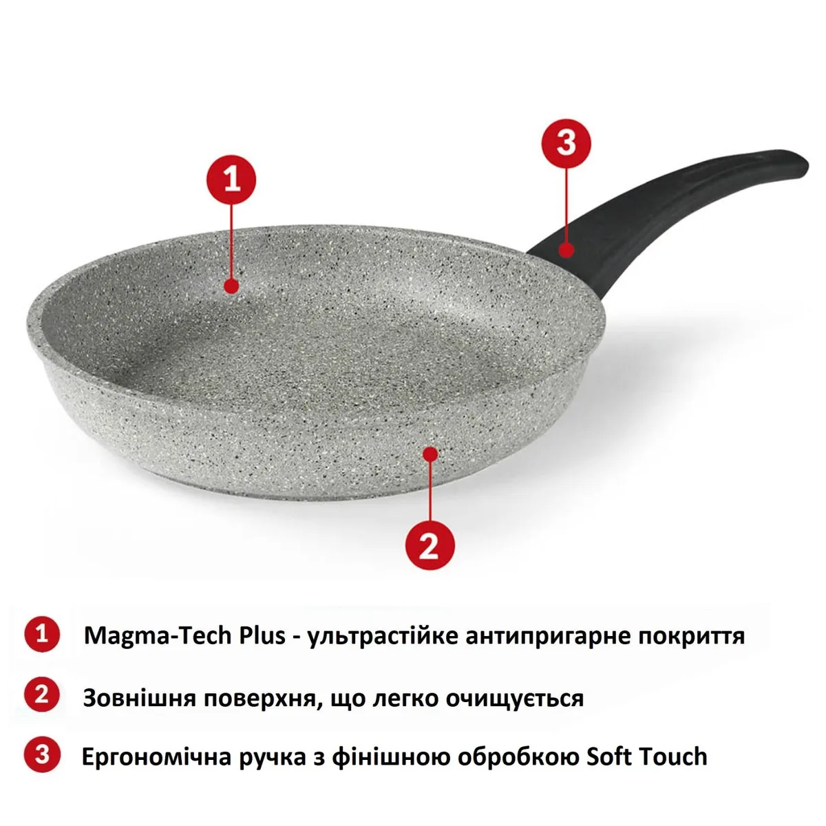 Сковорода алюмінієва 32 см світло-сіра антипригарна Magma-Tech Plus