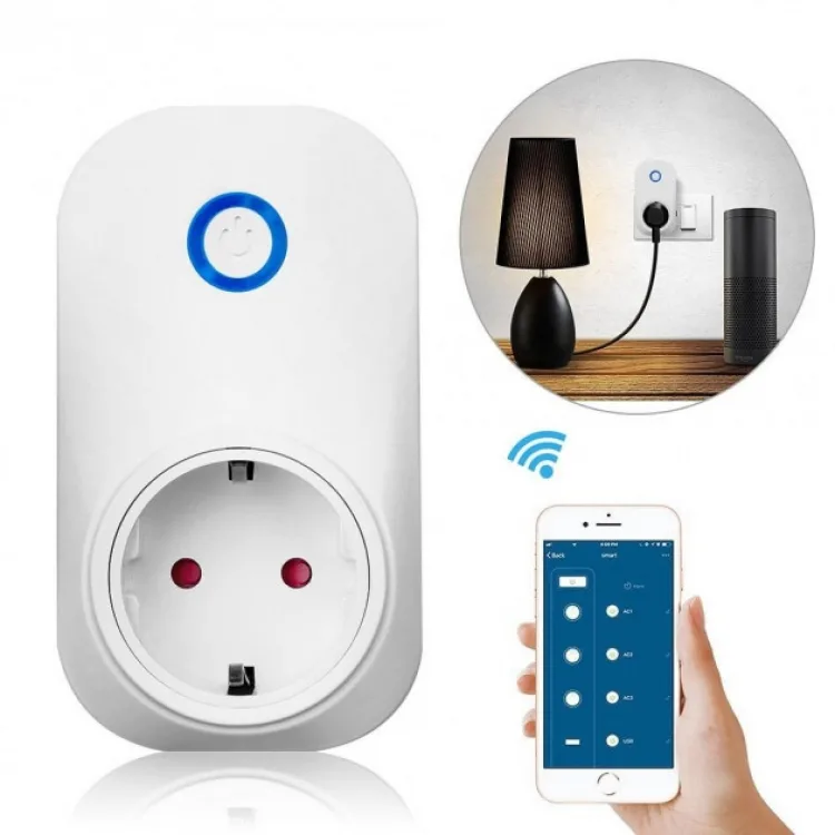 Розумна розетка пластик 10х5,5х7 см біла Wi-Fi управління зі смартфона