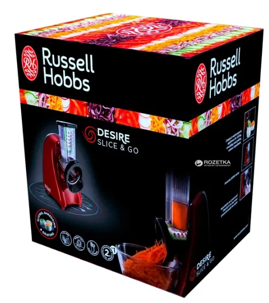 Овочерізка Russell Hobbs 200 Вт нержавіюча сталь 27х28х21 см червона
