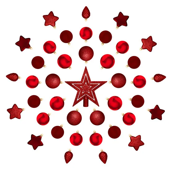Комплект елочных шаров и украшений House of Seasons пластик 40 шт красный