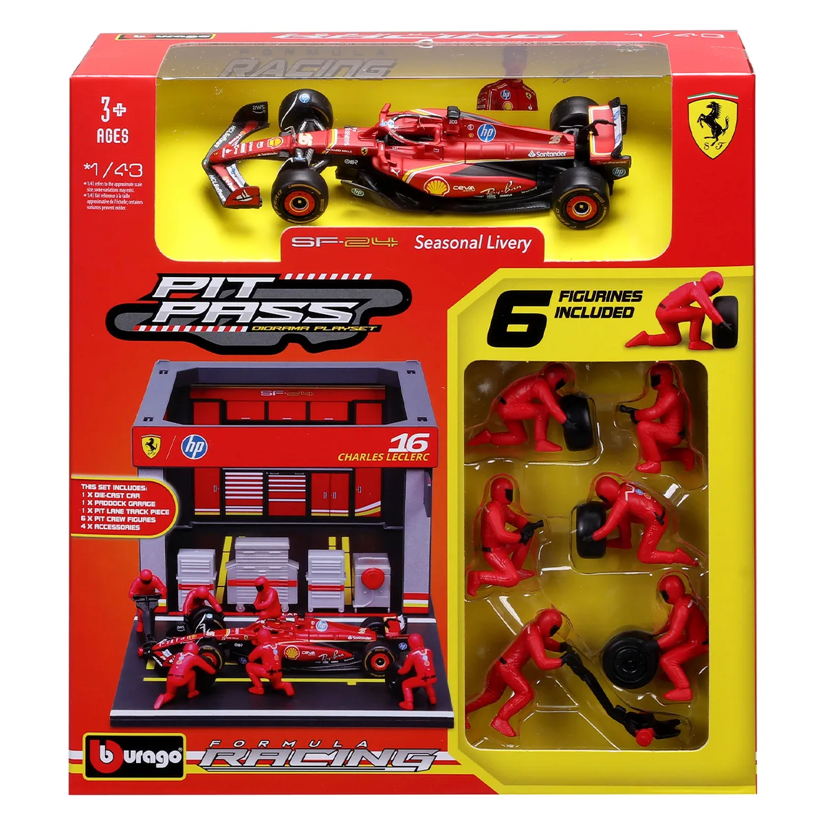 Игровой набор Bburago пластик металл 1:43 Ferrari SF-24 красный