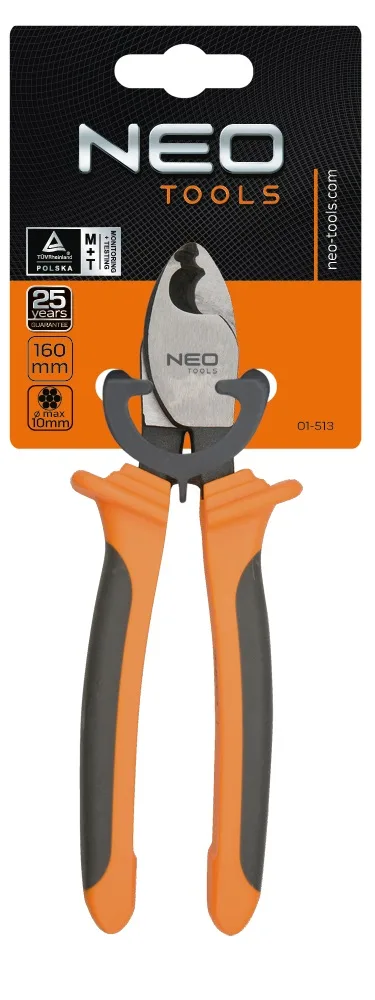 Кабельний різак Neo Tools для мідних та алюмінієвих проводів до 10 мм, 160 мм, CrV
