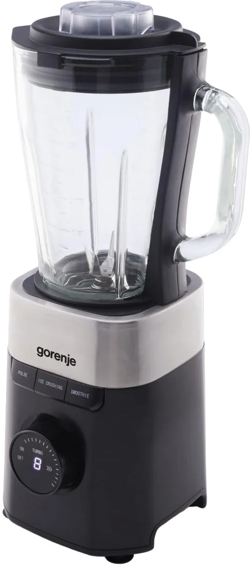 Блендер Gorenje стаціонарний 1000Вт, об'єм чаші 1500мл, скляний, чорного кольору.