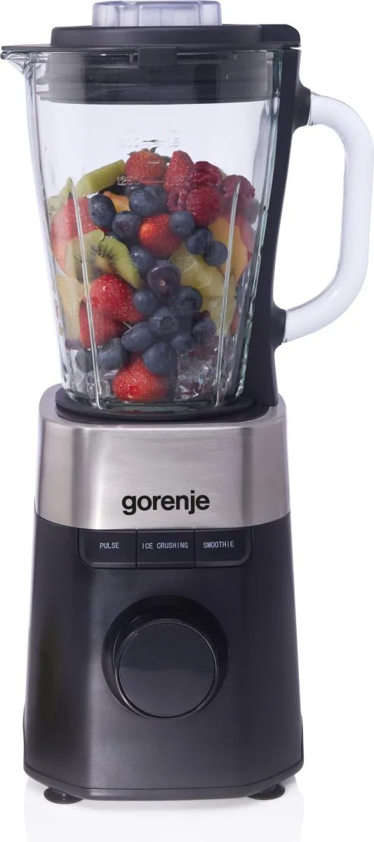 Блендер Gorenje стаціонарний 1000Вт, об'єм чаші 1500мл, скляний, чорного кольору.