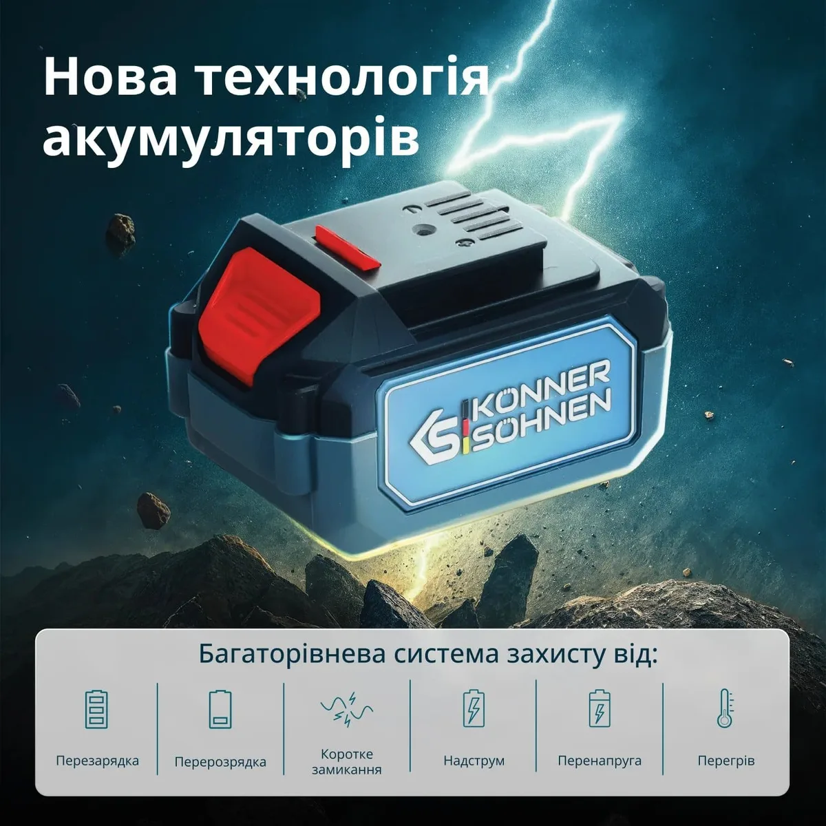 Аккумуляторный секатор Könner&Söhnen углеродная сталь 20-40 мм синий