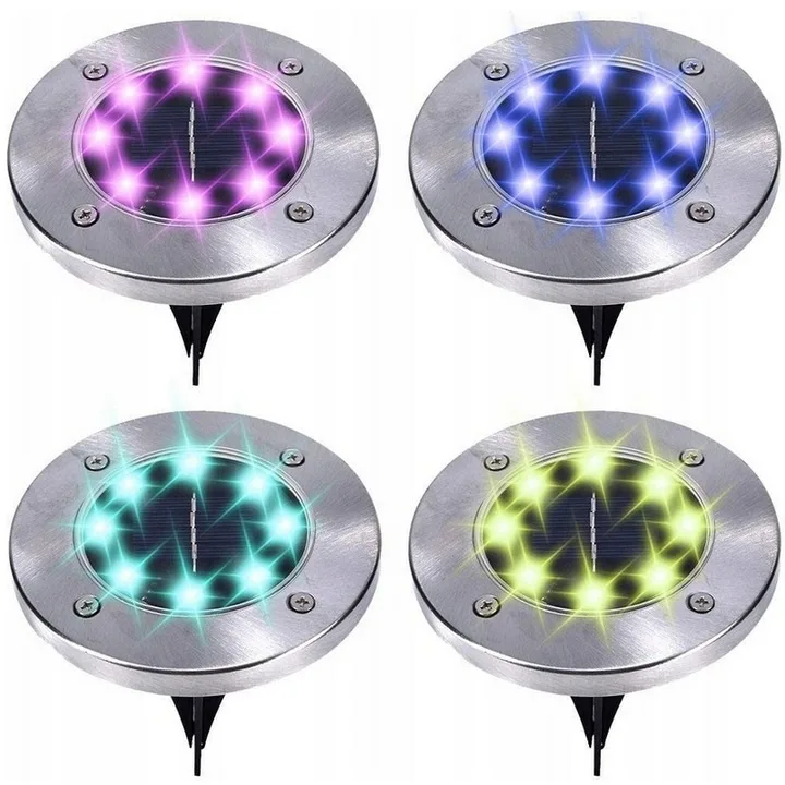 Сонячна лампа SuperLED пластиковий диск 12 см RGB 4 шт