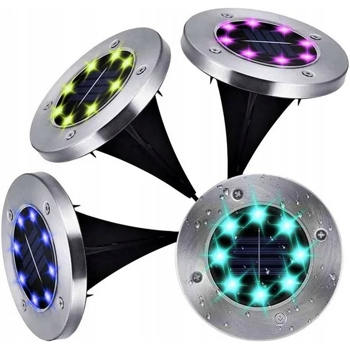 Сонячна лампа SuperLED пластиковий диск 12 см RGB 4 шт