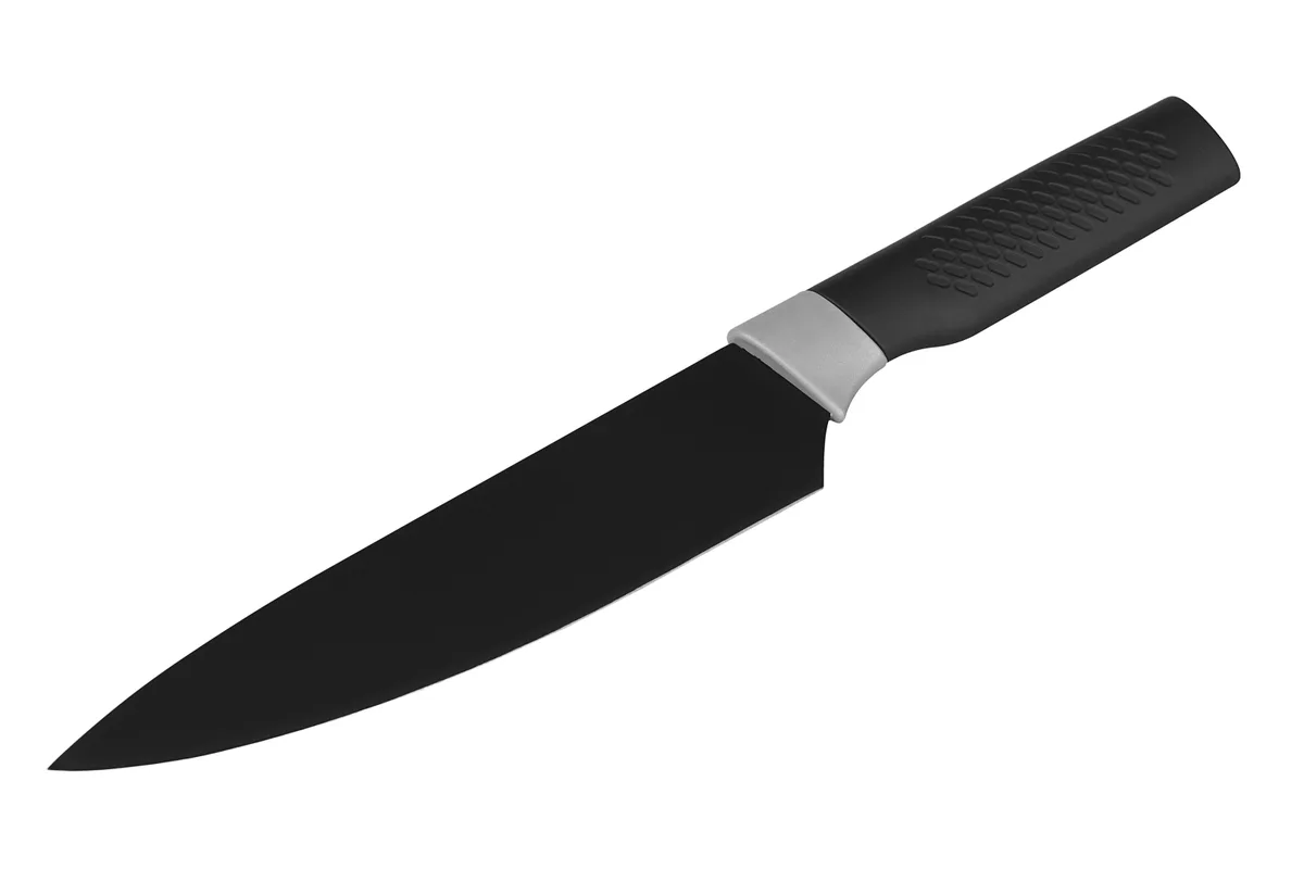 Кухарський ніж ARDESTO Black Mars, 20 см, з нержавіючої сталі та пластиковою ручкою, чорного кольору.