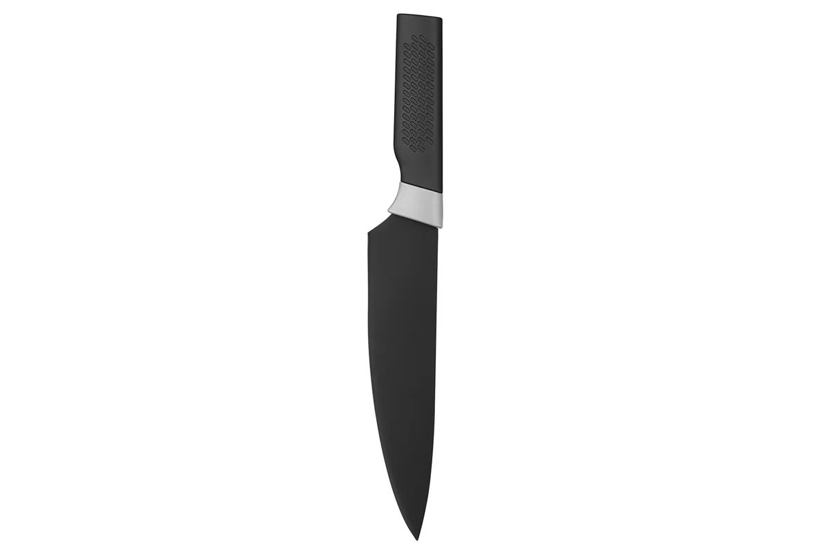 Кухарський ніж ARDESTO Black Mars, 20 см, з нержавіючої сталі та пластиковою ручкою, чорного кольору.