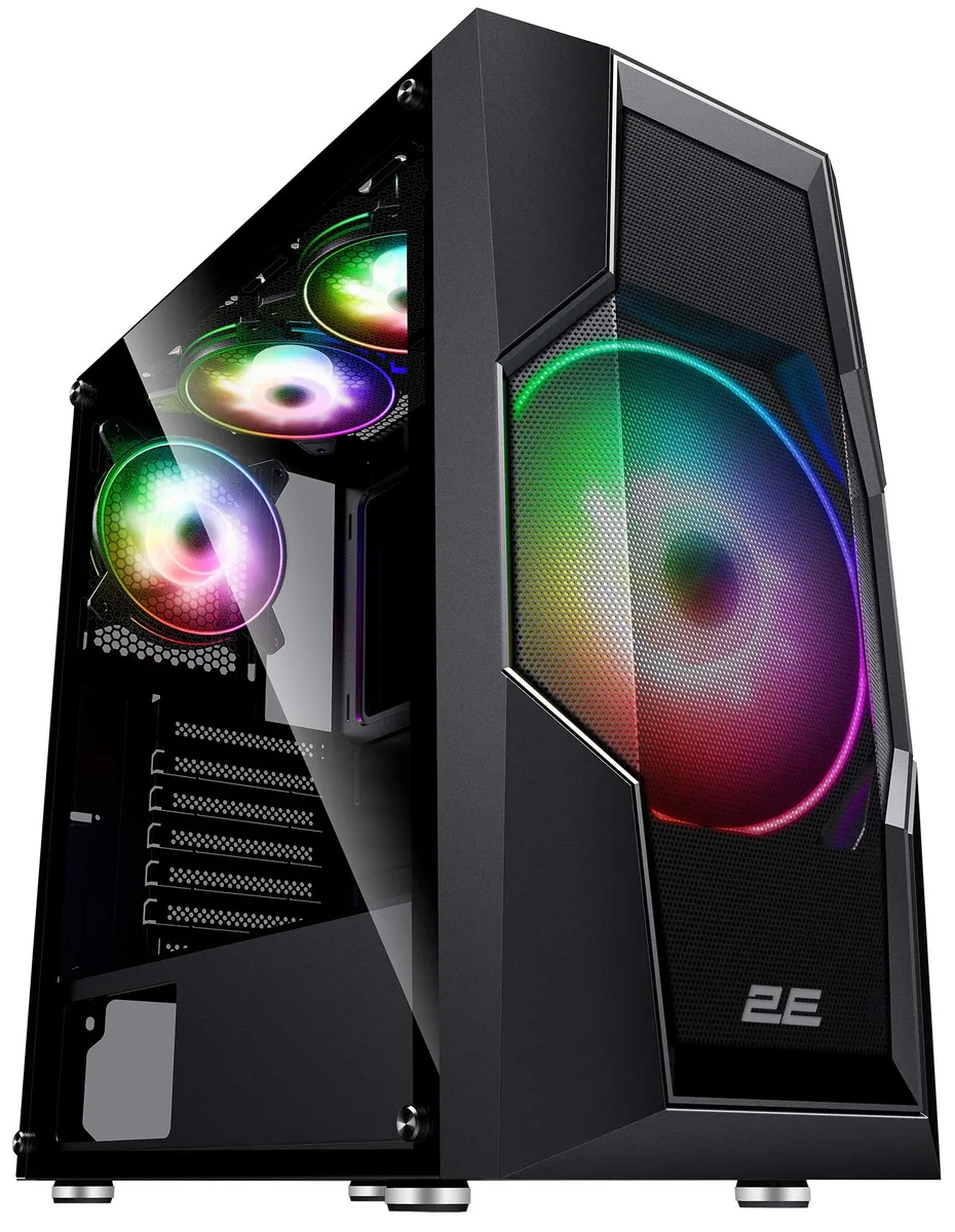 Корпус 2E GAMING Turbo G2057B без БЖ 2xUSB3.0, 1xUSB2.0, 1x200мм, ARGB, 3x120мм ARGB, VGA 345мм, LCS ready, HUB, TG Side Panel, ATX, чорний