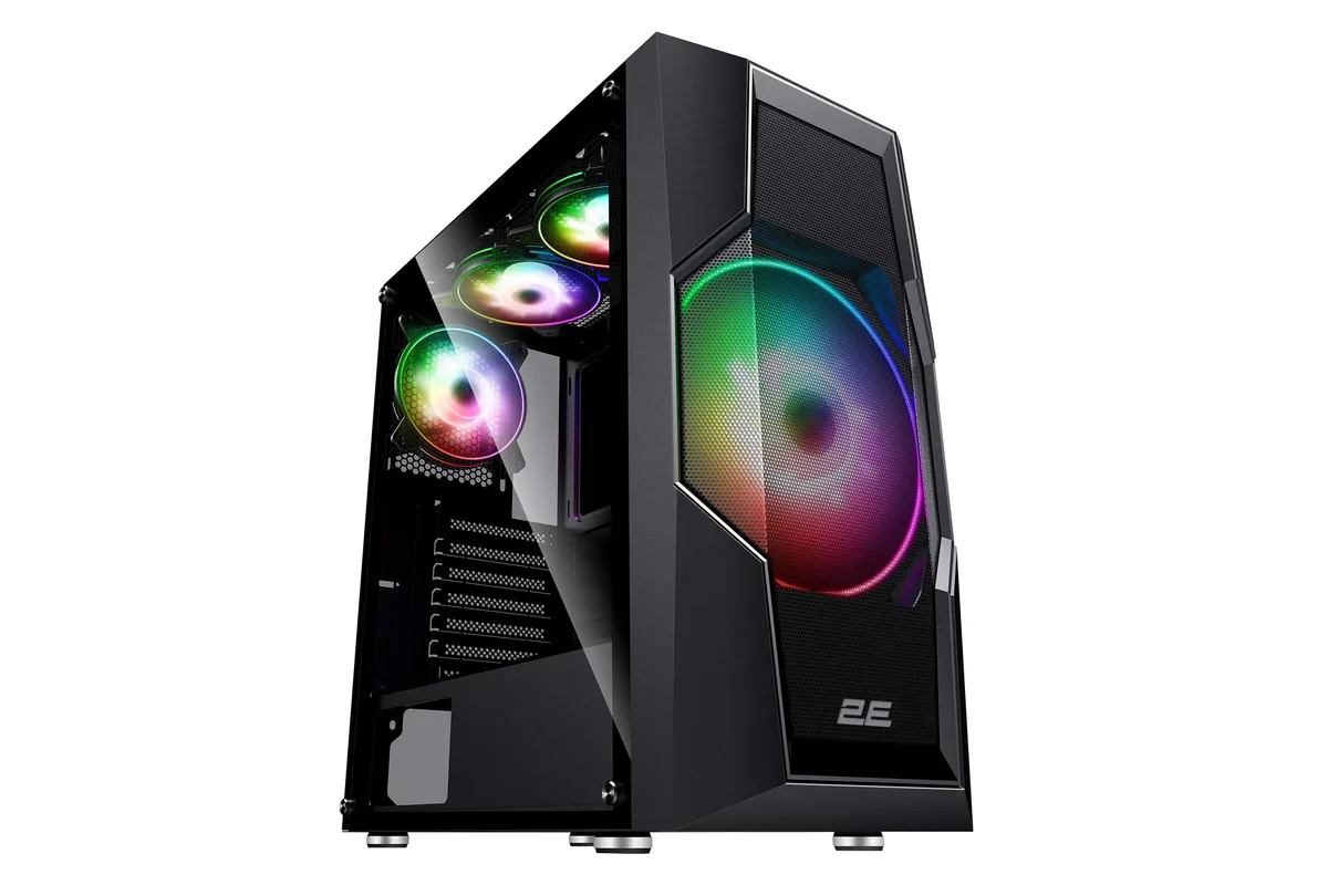 Корпус 2E GAMING Turbo G2057B без БЖ 2xUSB3.0, 1xUSB2.0, 1x200мм, ARGB, 3x120мм ARGB, VGA 345мм, LCS ready, HUB, TG Side Panel, ATX, чорний