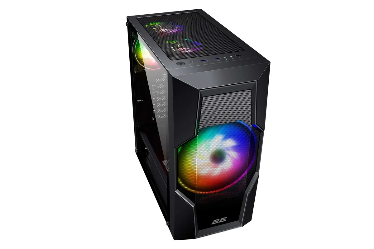 Корпус 2E GAMING Turbo G2057B без БЖ 2xUSB3.0, 1xUSB2.0, 1x200мм, ARGB, 3x120мм ARGB, VGA 345мм, LCS ready, HUB, TG Side Panel, ATX, чорний