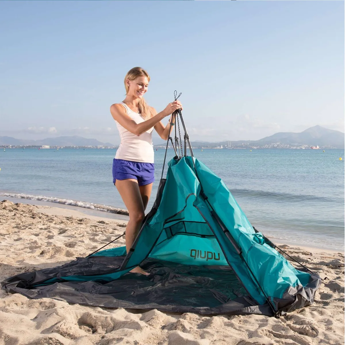 Намет Uquip Polyester 215х150х115 см Синій/Сірий UV 50+