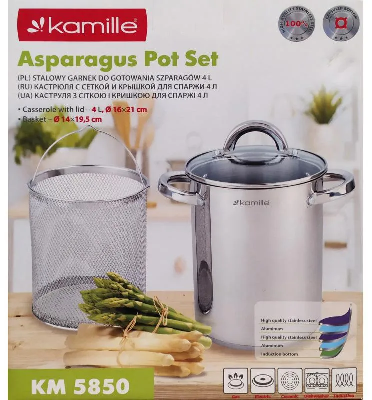 Висока каструля Kamille нержавіюча сталь 4 л 16 см дзеркальна