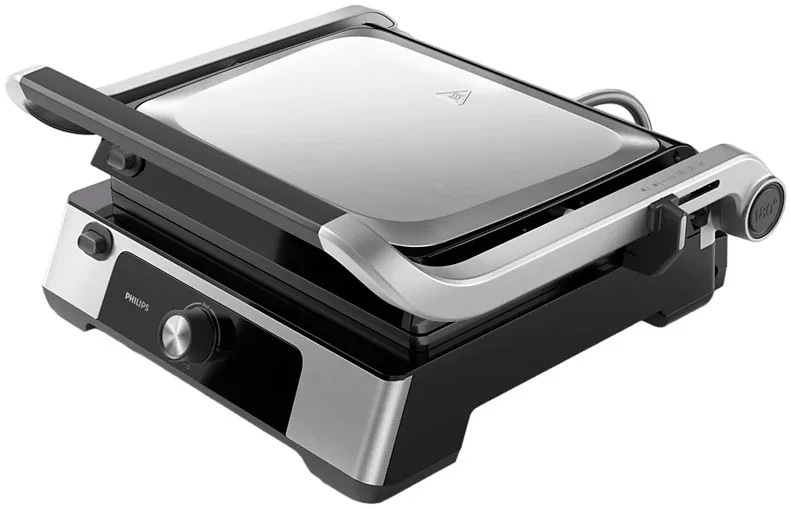 Гриль Philips Press Series 5000, 2200Вт, знімні пластини, відкриття на 180°, металевий корпус.