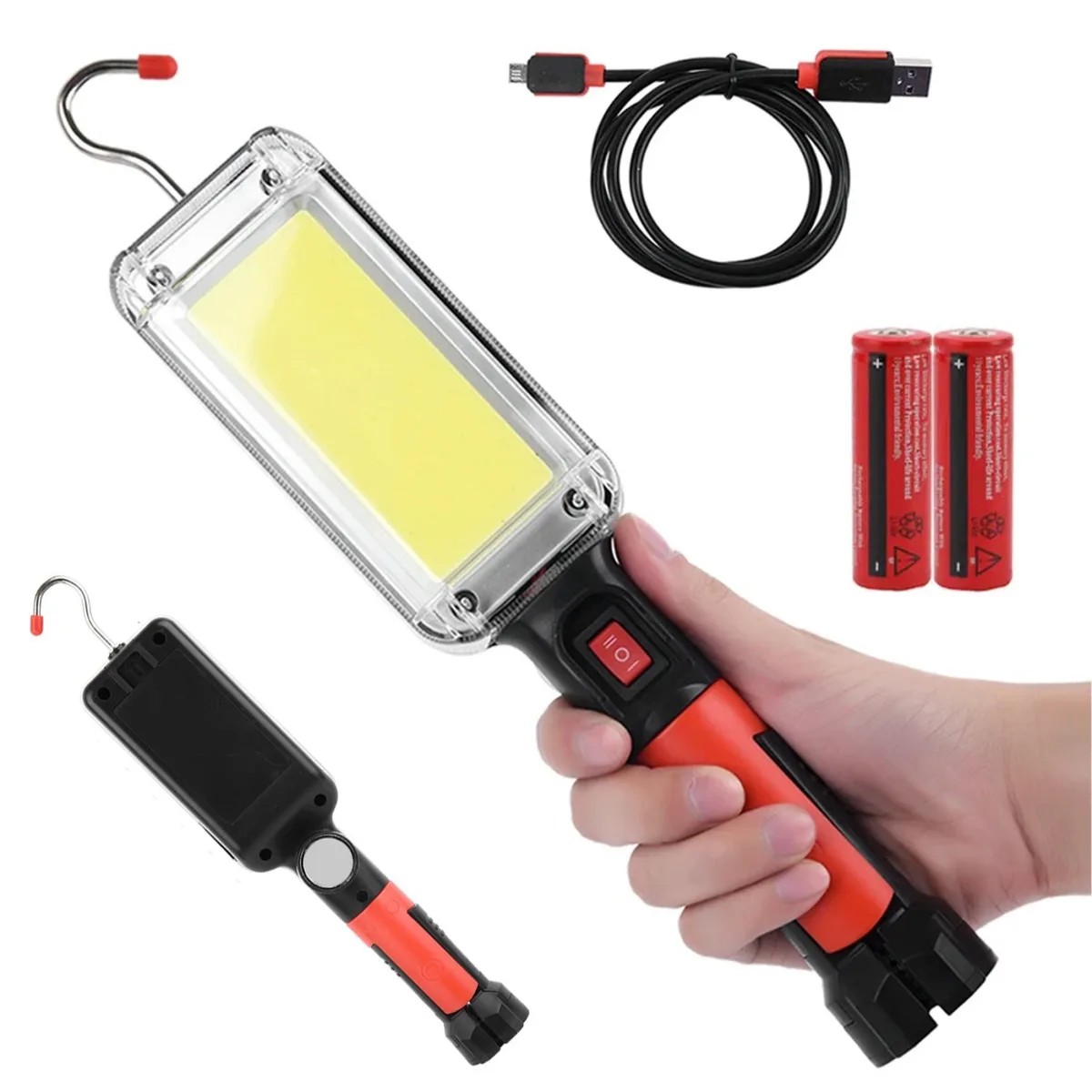 Підвісна лампа фонар COB LED 20 Вт 2×18650 ABS 285х68х55 мм Чорна