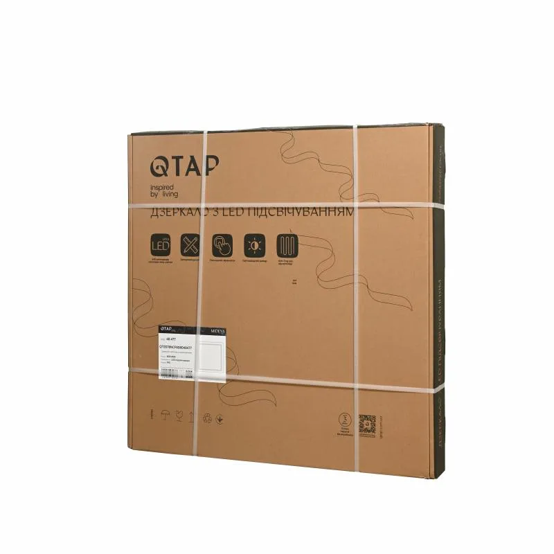 Дзеркало Qtap Mideya MI1 з LED підсвічуванням 800х800 мм алюміній/пластик