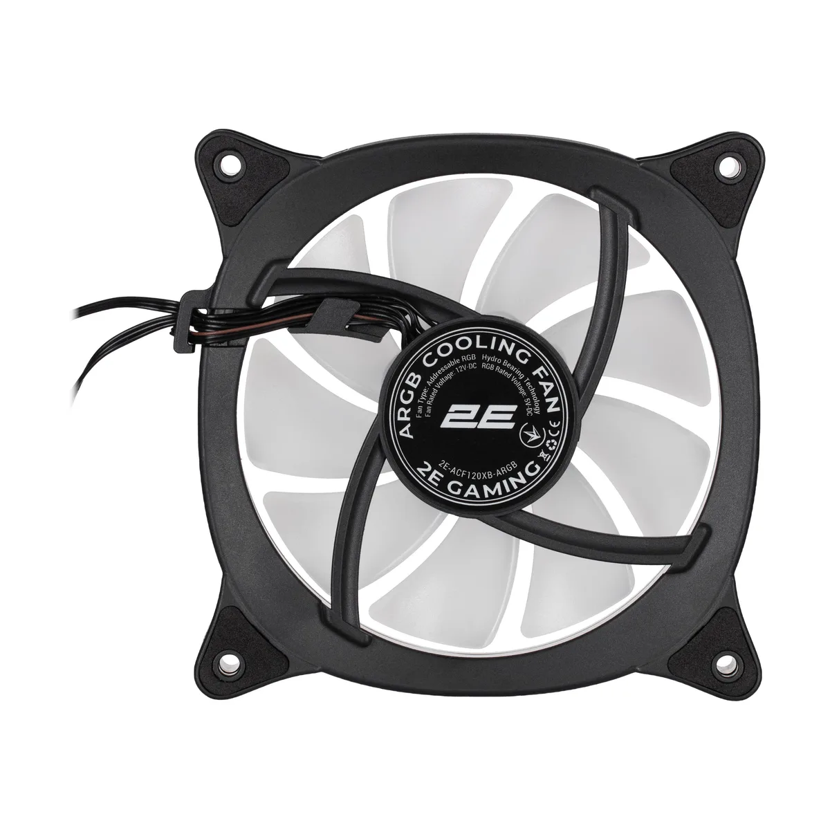 Корпусной вентилятор 2E GAMING Air Cool X Fan ACF120XB-ARGB, 120мм, 1200rpm, 3pin, 3pin +5VARGB, 20,4dBa, черный.