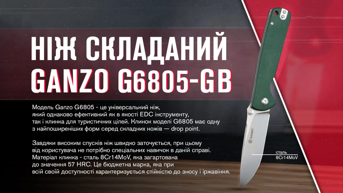 Ніж складаний Ganzo сталь 8Cr14MoV 198х86 мм синьо-зелений