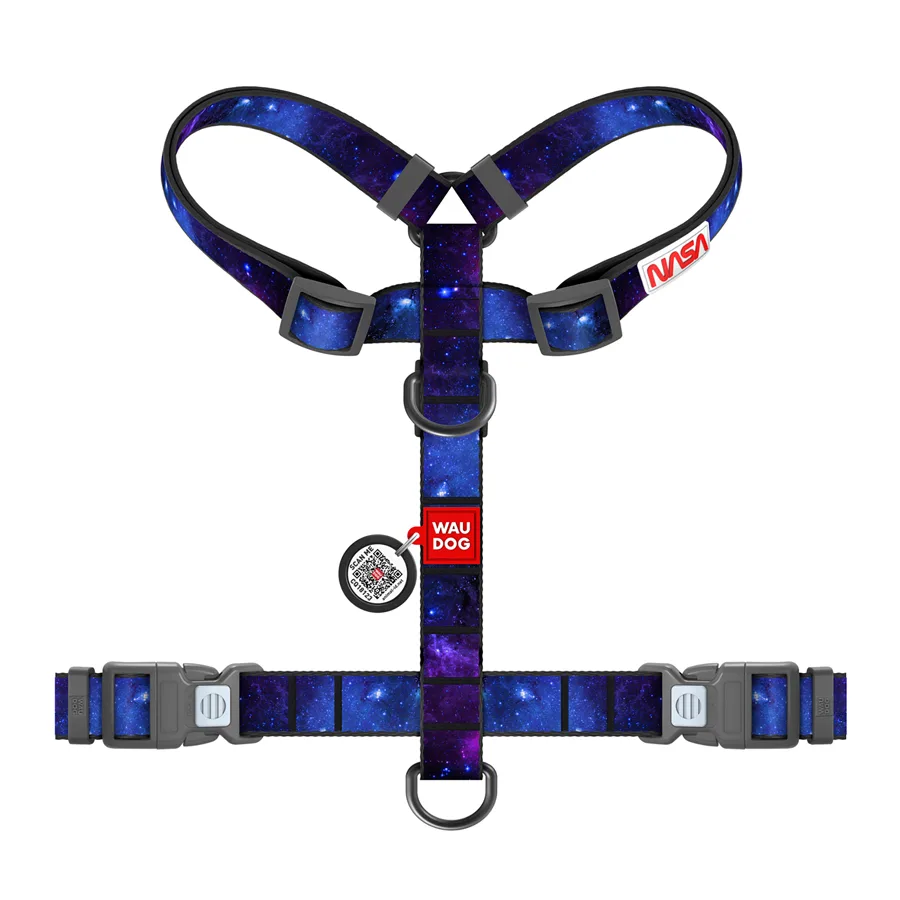 Шлея анатомічна H-подібна WAUDOG Nylon 20 мм M 38-60 см космічна NASA21