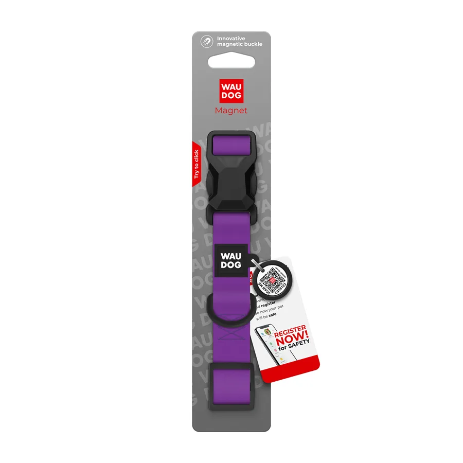 Нашийник WAUDOG Magnet 20 мм Collartex 28-40 см фіолетовий
