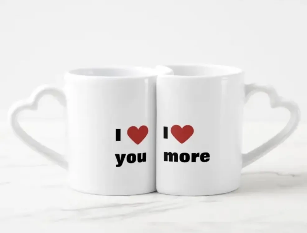Парні чашки кераміка 330 мл білі I Love You I Love More