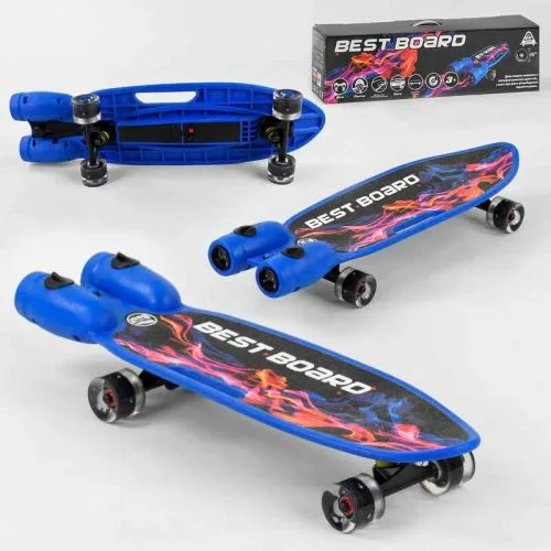 Скейтборд Best Board с музыкой и дымом USB зарядка светящиеся колеса PU 60х45 мм для трюков и развлечений.