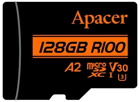 Карта пам'яті Apacer microSD 128GB C10 UHS-I U3 A2 R100/W80MB/s + SD