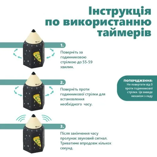 Механічний таймер для кухні з металевим механізмом ABS пластик без батарейки.