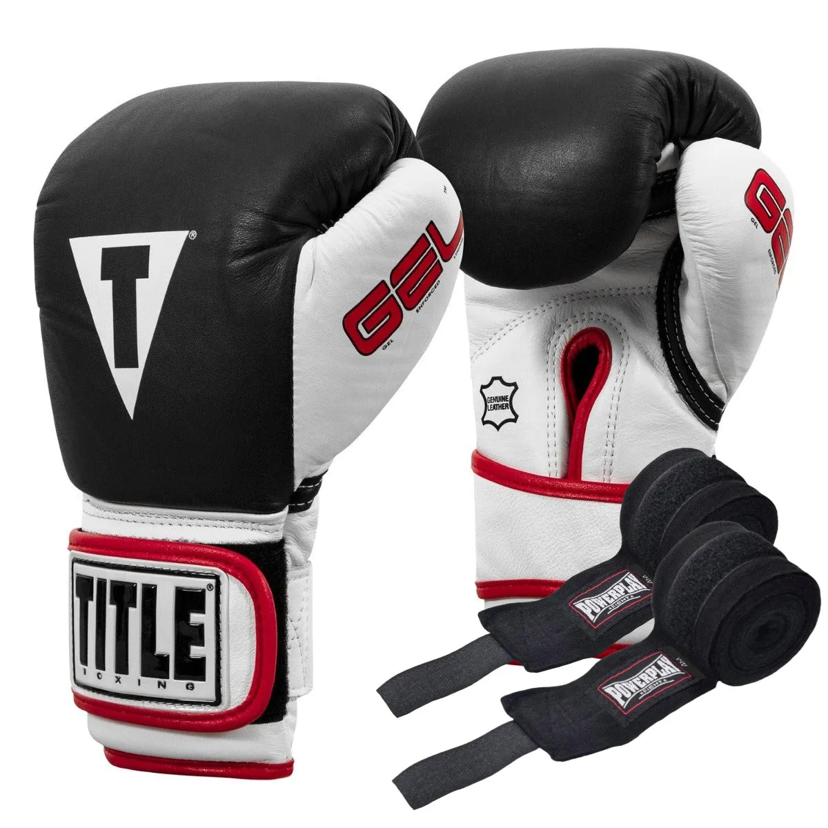 Боксерські рукавиці TITLE натуральна шкіра XL 16oz чорні