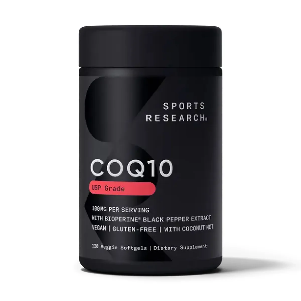 CoQ10 100 мг 120 вегетаріанських капсул Sport Research з кокосовою олією BioPerine