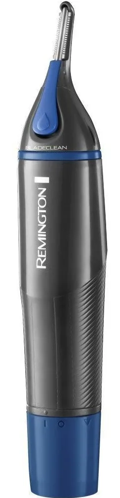 Тример для носа та вух Remington Nano Series, модель ААх1, з трьома насадками, виготовлений зі сталі, чорний з синім.