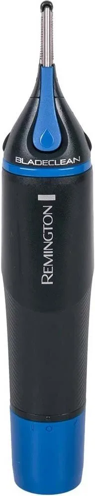 Тример для носа та вух Remington Nano Series, модель ААх1, з трьома насадками, виготовлений зі сталі, чорний з синім.
