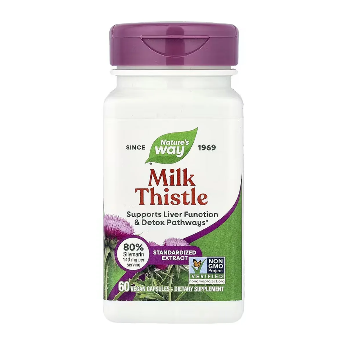 Розторопша екстракт 60 капсул Nature's Way веганський Non GMO 80% силимарину