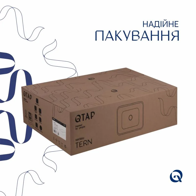Раковина накладна Qtap Tern 480х370 мм кераміка біла з донним клапаном PU02