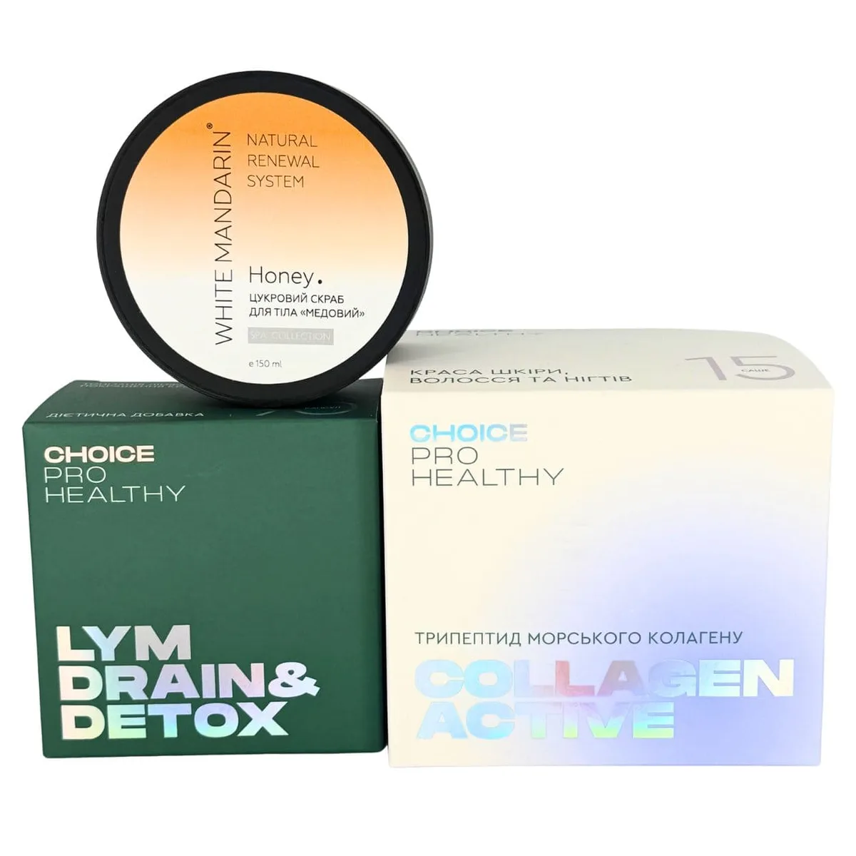 Choice Антицелюлітна програма - Collagen active, Lym Drain Detox 90, Медовий скраб Чойс
